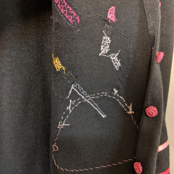Michael Simon pink beaded lipstick black cardigan - Picture 4 of 11